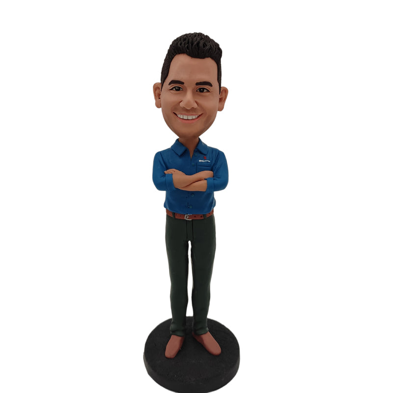 Seorang Lelaki Berbaju Biru Custom Bobblehead
